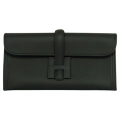 Hermes 2023 Black Swift Leather Jige Elan Clutch Bag