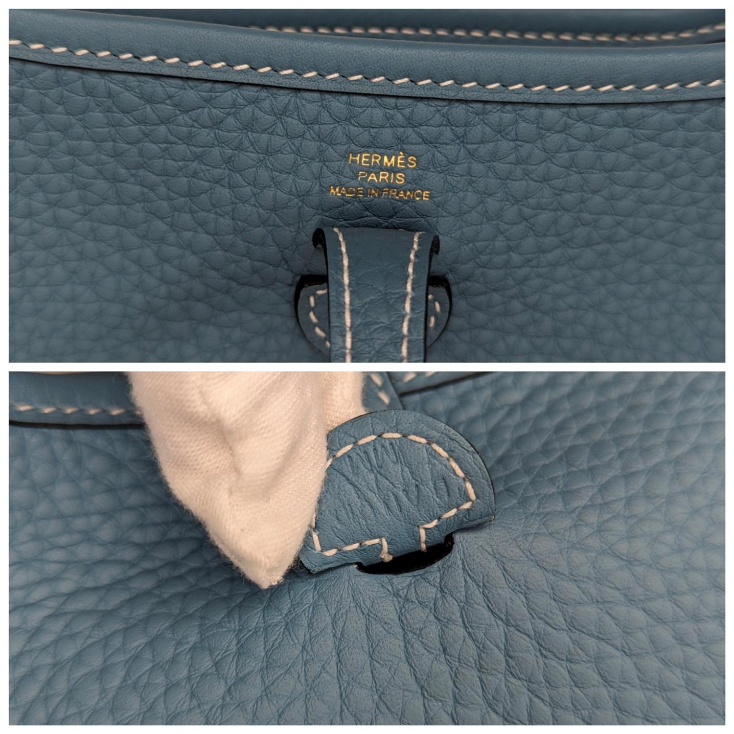 Hermes 2023 Bleu Jean Taurillon Clemence Evelyne TPM Mini Crossbody 5