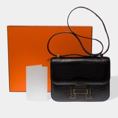 Hermès 2023 Constance 24 – Schwarze Alligator-Umhängetasche in limitierter Auflage