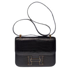 Hermès 2023 Constance 24 – Schwarze Alligator-Umhängetasche in limitierter Auflage