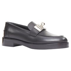 HERMES 2023 Hot Loafer cuir palladium Kelly buckle chunky shoes EU38.5