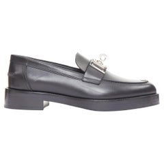HERMES 2023 Hot Loafer cuir palladium Kelly buckle chunky shoes EU38.5