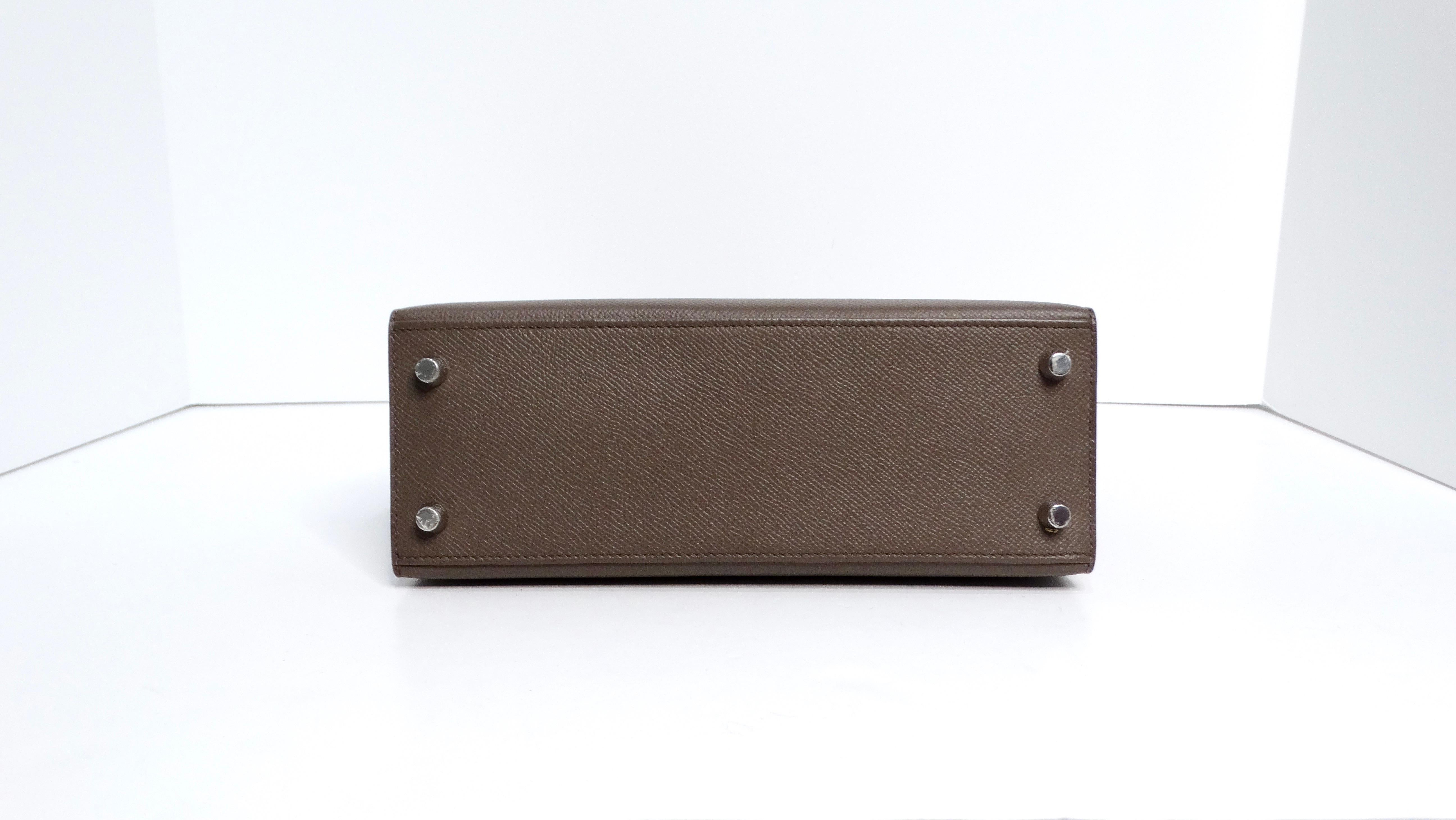 Hermes 2023 Kelly Grigio Epsom Sellier 25 Con Hardware Palladio in vendita 6