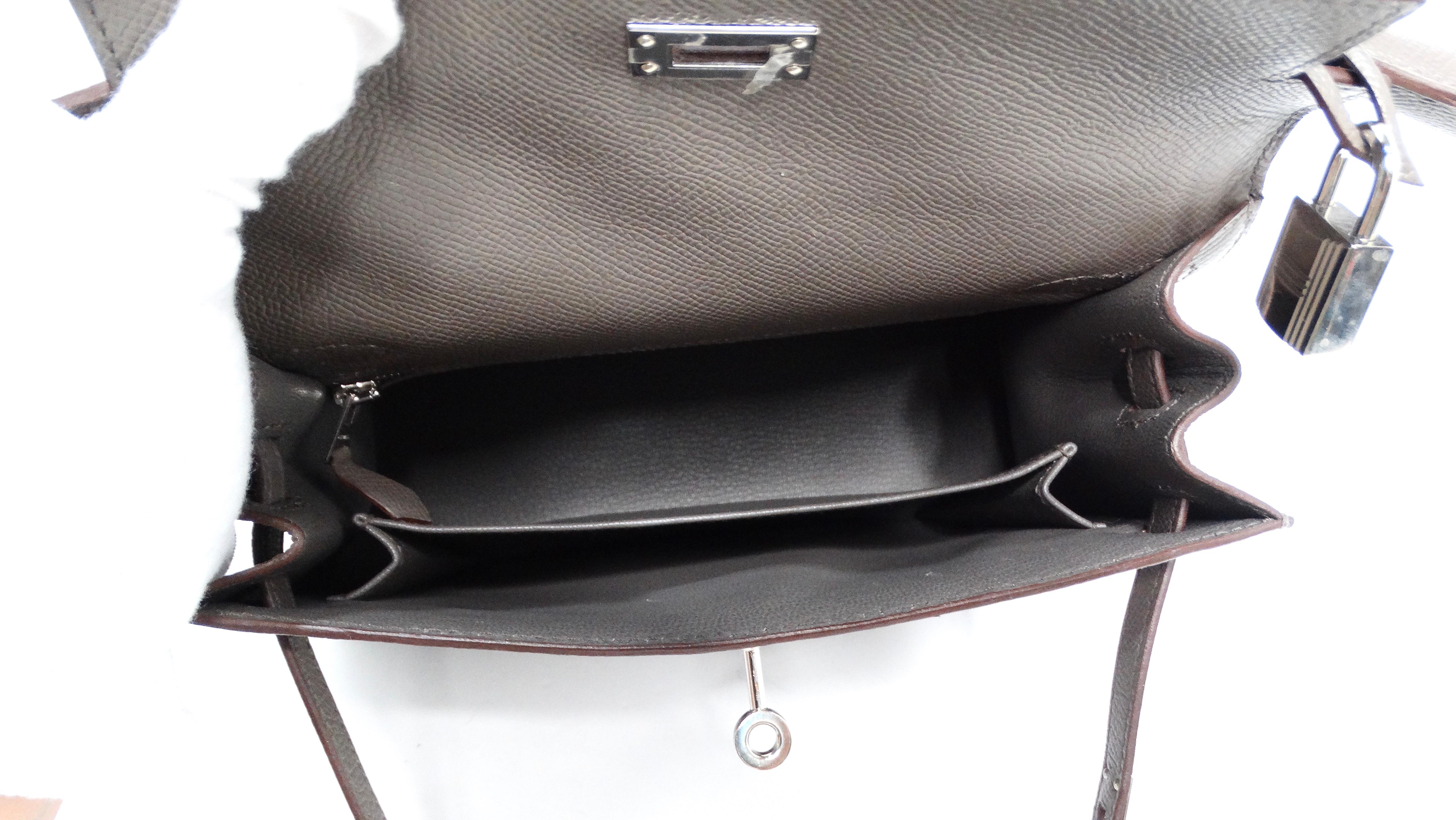 Hermes 2023 Kelly Grigio Epsom Sellier 25 Con Hardware Palladio in vendita 10