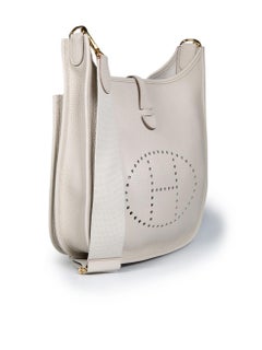 Hermès 2023 White Clemence Leather Evelyne III 29 Beton Crossbody Bag