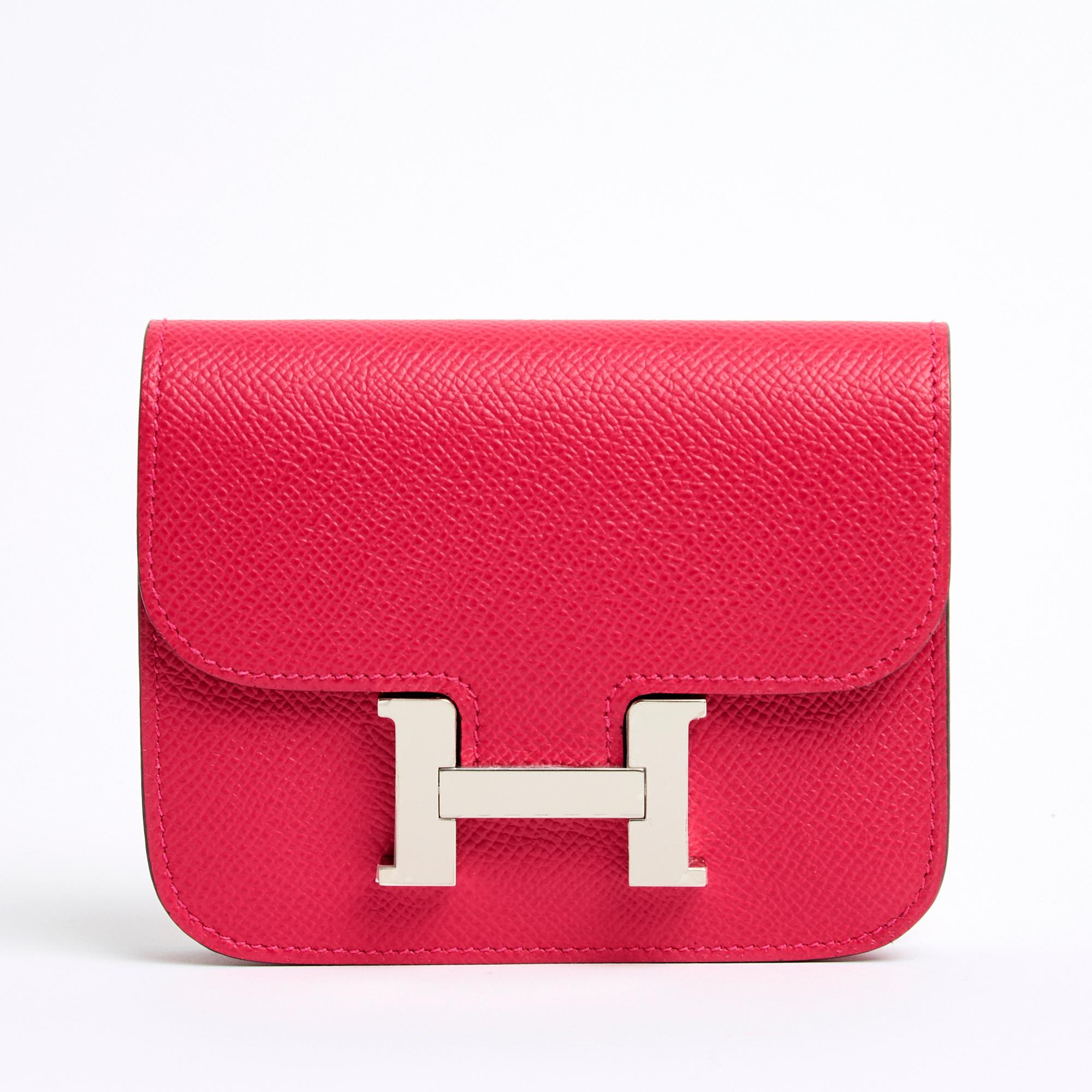 da uomo o donna Hermès 2024 Constance Slim Pochette Ceinture Rosa Borsa in pelle con cintura Hermès in vendita