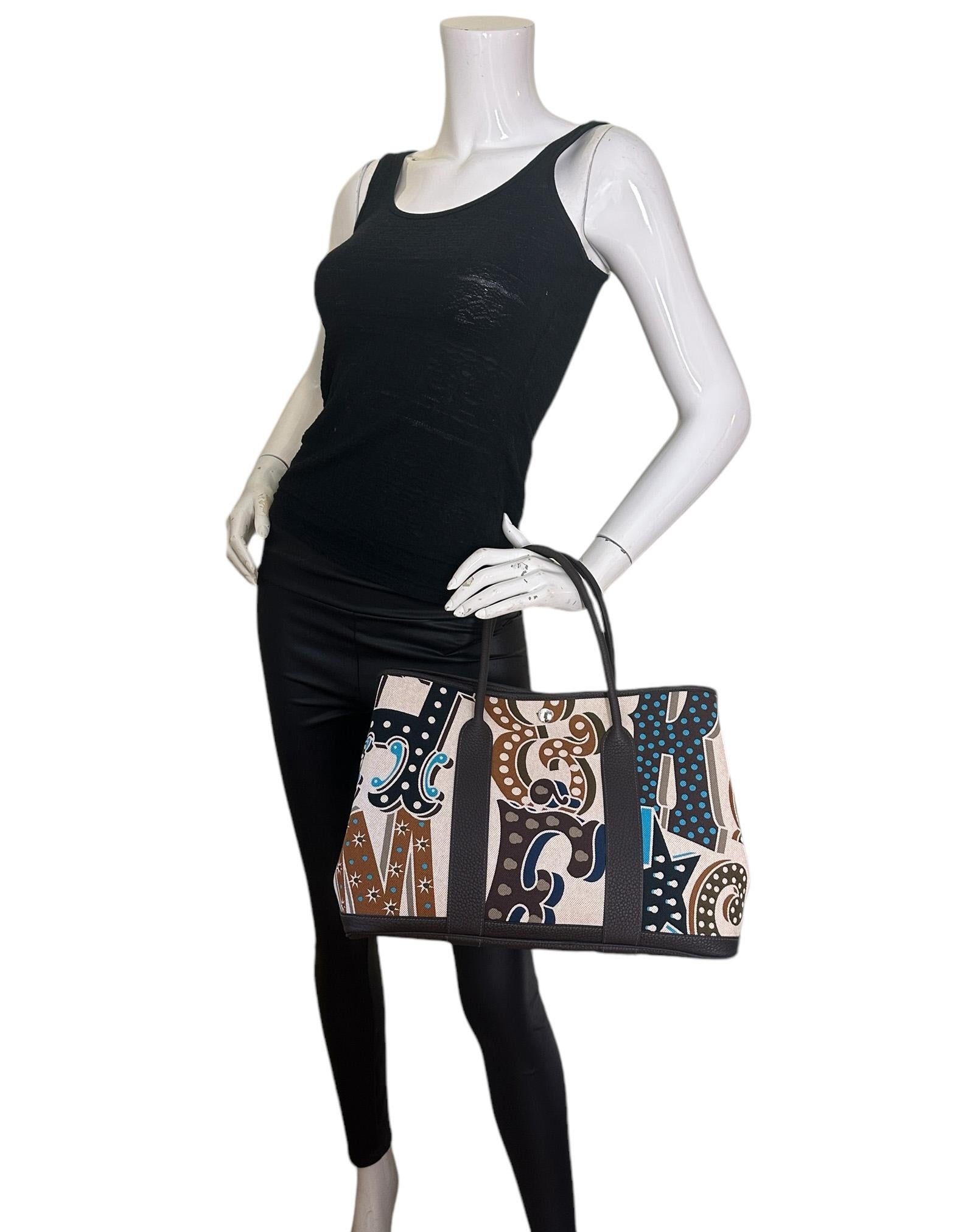 Hermes 2024 Electrique Motif Canvas/ Leather Toile Garden Party 36 MM Bag 2