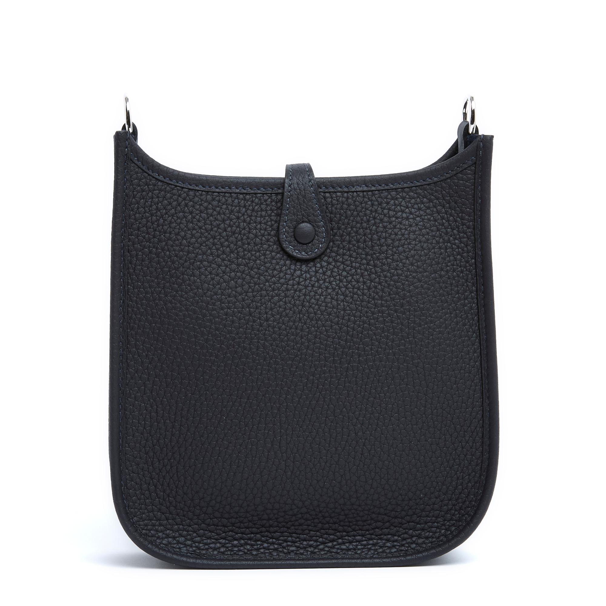Black Hermès 2024 Evelyne TPM Navy Blue Clemence Palladium Silver