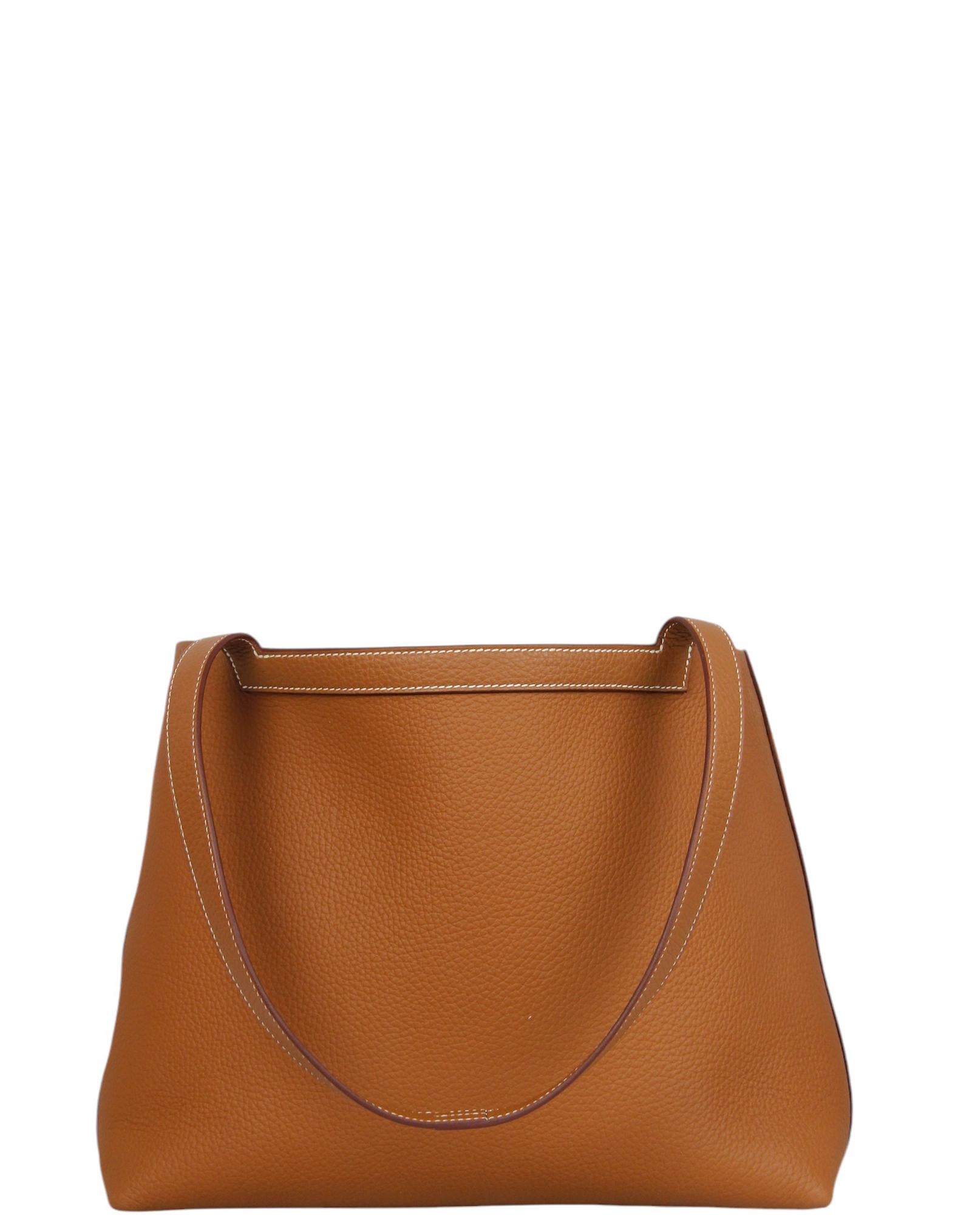 Brown Hermes 2024 Gold Taurillon Clemence Leather Cabasellier 31 Tote Bag