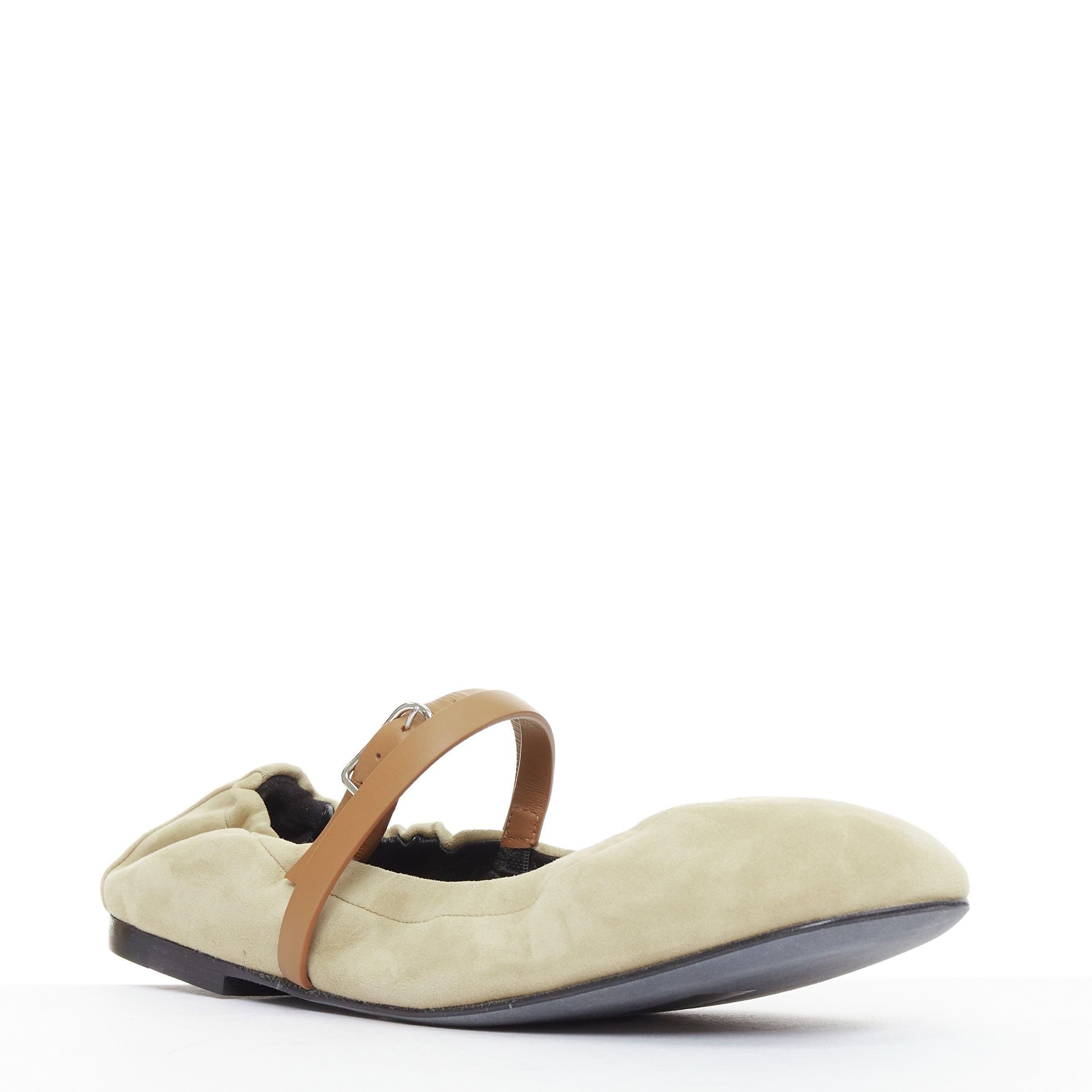 HERMES 2024 Jolly Bailarinas Maryjane con tiras de ante y piel de cabra EU36.5 Beige en venta