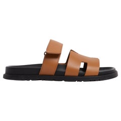 Hermès 2024 Sandales Chypre EU40 Camel Leather Flats Sandals UK6.5 US9 Hermes