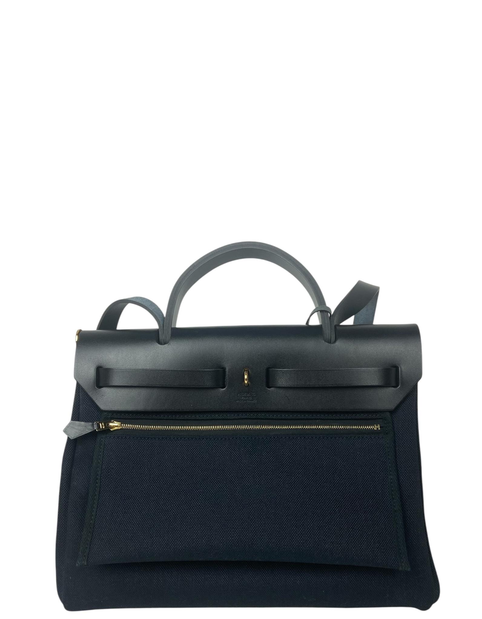 Hermes 2025 Black Toile Militaire Canvas and Leather Herbag Zip 31 Bag For Sale 1