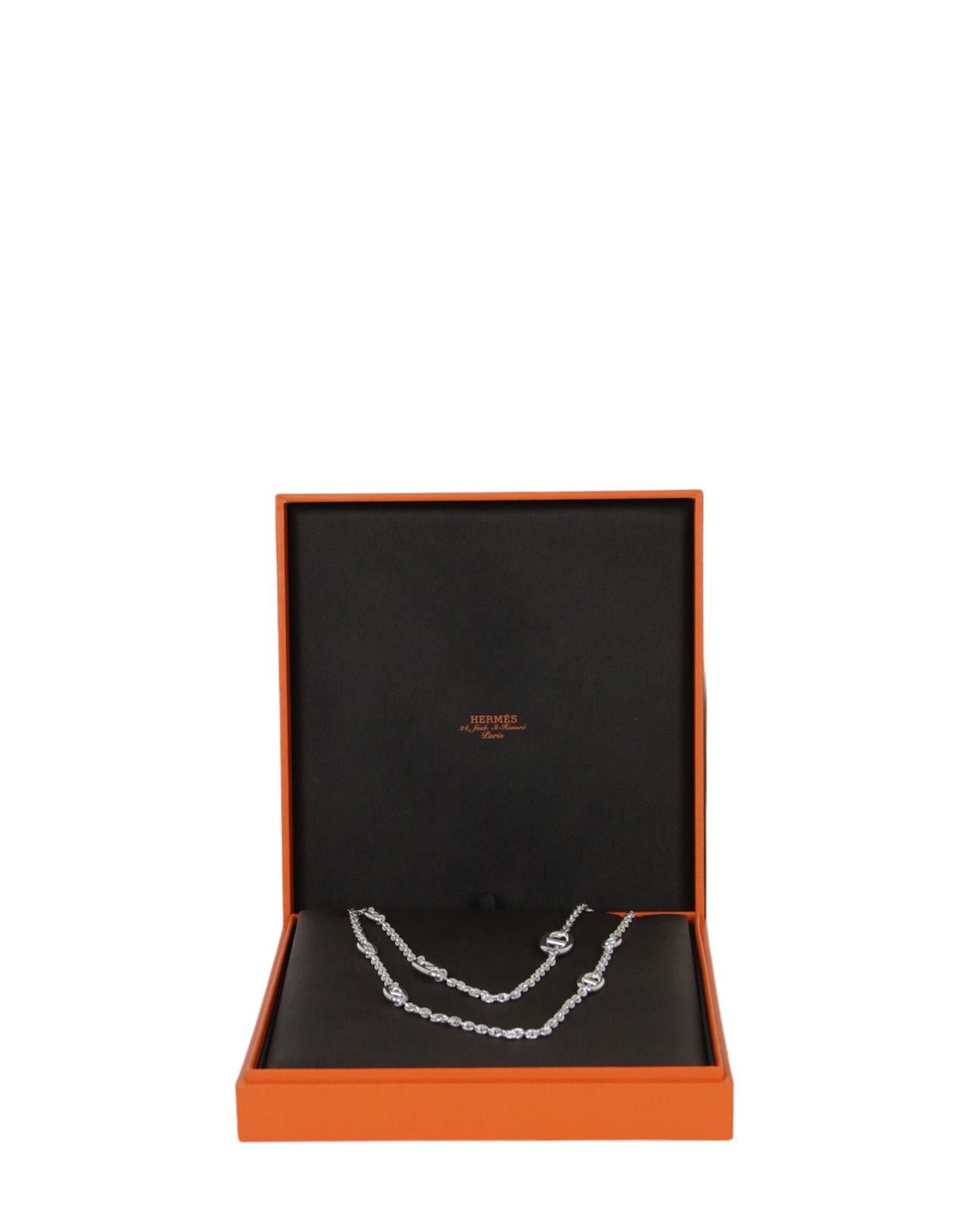 Hermes 2025 Sterling Silber Farandole 160 lange Kette Halskette w / Box und Quittung im Angebot 2