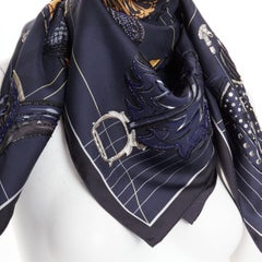 HERMES 2025 Tous en Selle embroidered scarf 90cm 100% silk applique beaded scarf