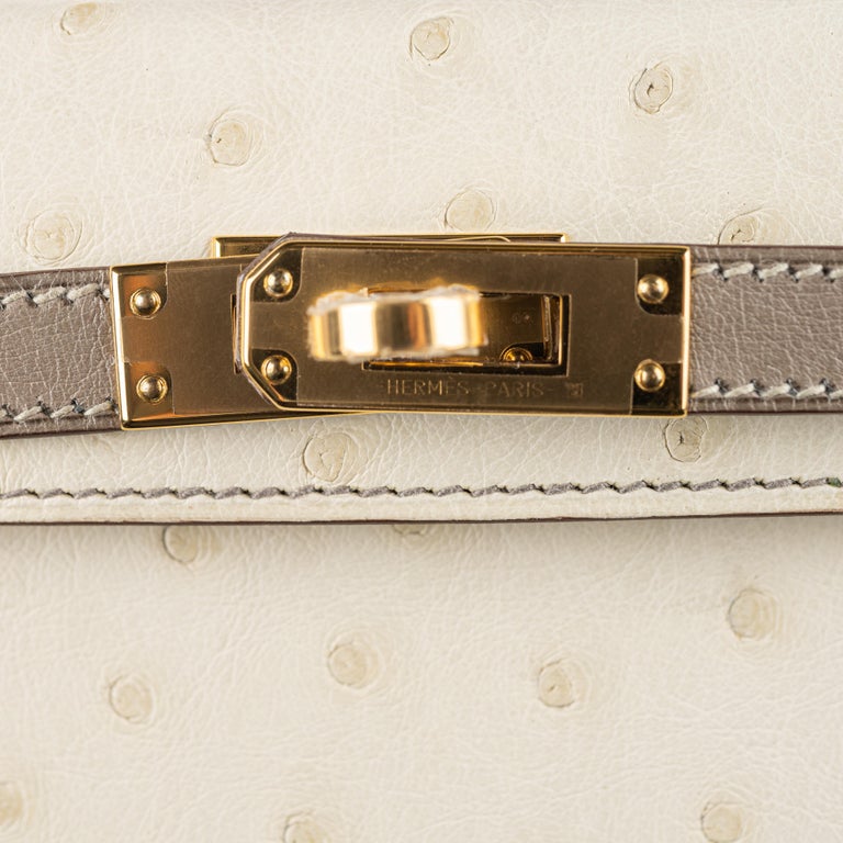Hermès 20cm Kelly Mini HSS Beton/ Gris Asphalt Ostrich Gold Hardware ...