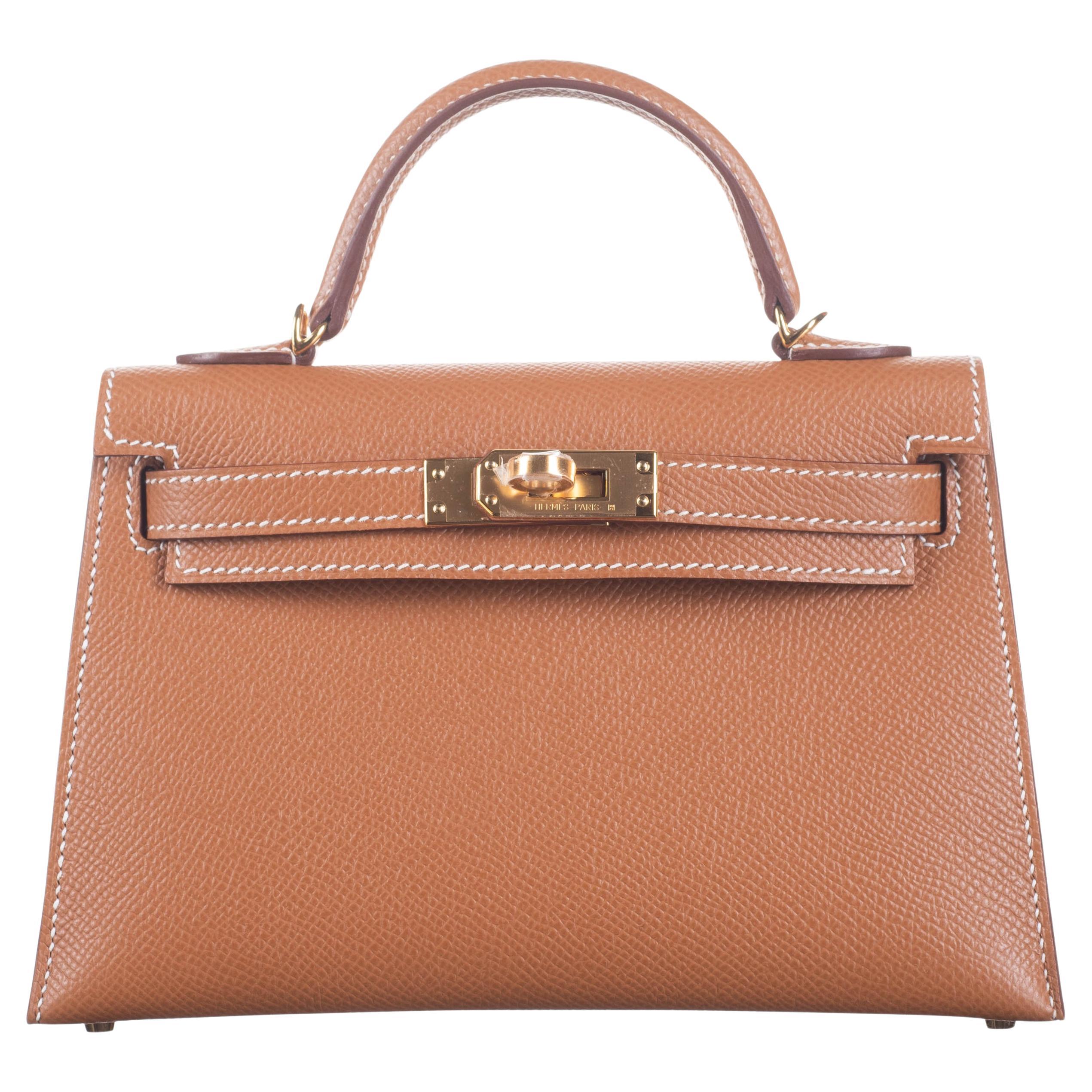 Hermes Kelly 20 Sellier Mini Kelly II Gold Epsom Gold Hardware • MIGHTYCHIC  • 