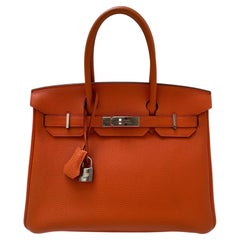 Hermes 21st Century Orange Top Handle Bag Unisex Excellent Condition