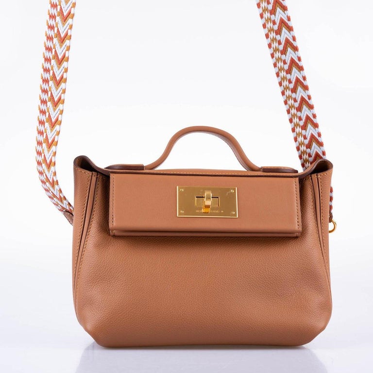 Hermes Rouge H Evercolor and Swift Leather Gold Finish 24/24 21 Bag Hermes