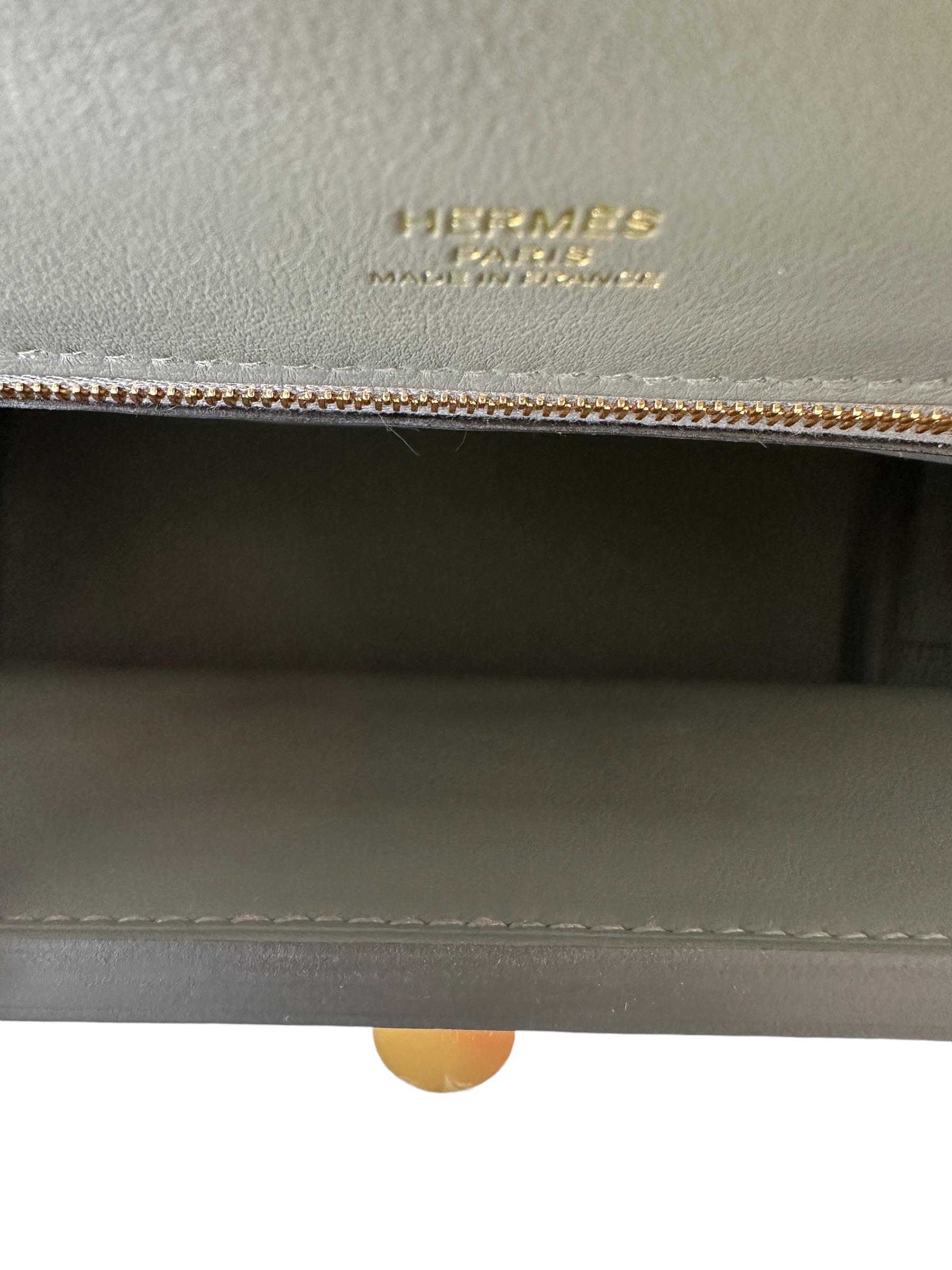 Hermes 24/24 21 Mini Bag Gris Meyer Evercolor / Swift Leather Gold Hardware 3