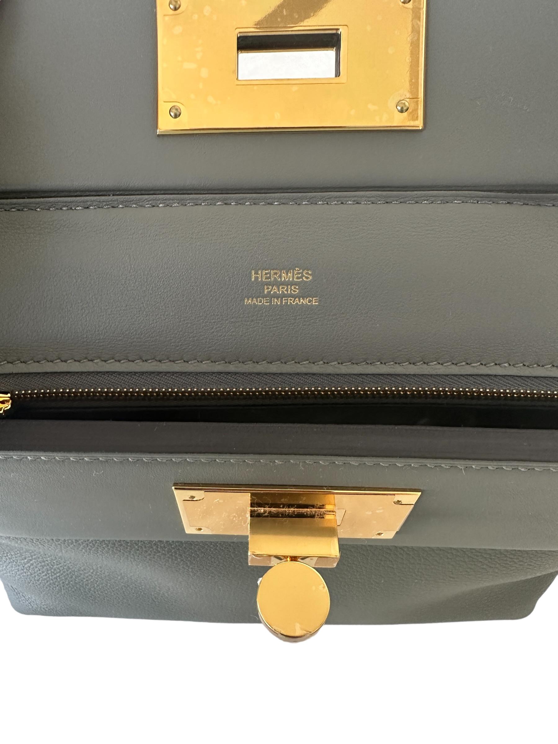 Hermes 24/24 21 Mini Bag Gris Meyer Evercolor / Swift Leather Gold Hardware 1