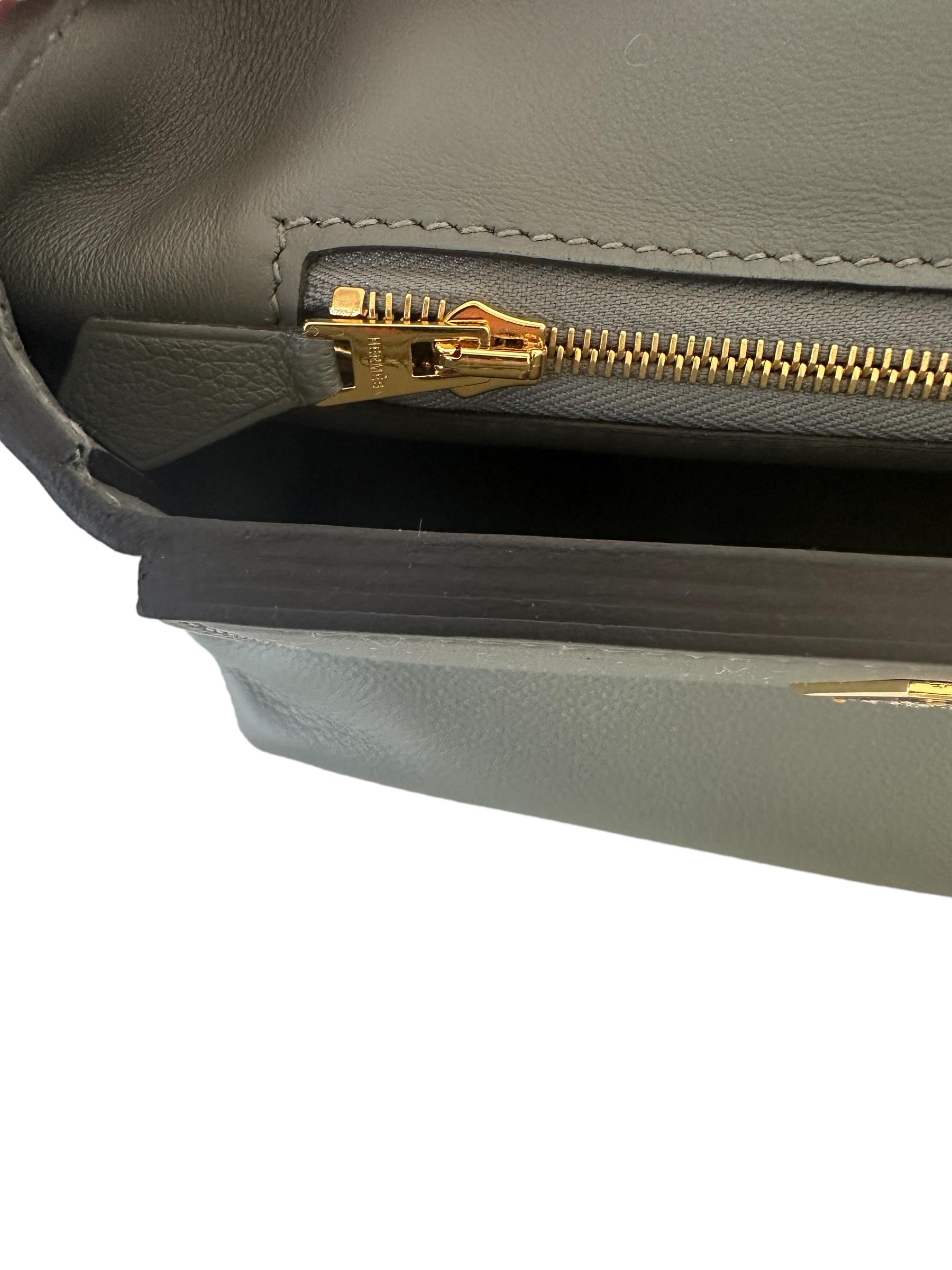 Hermes 24/24 21 Mini Bag Gris Meyer Evercolor / Swift Leather Gold Hardware 2