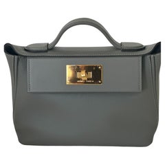 Hermes 24/24 21 Mini Bag Gris Meyer Evercolor / Swift Leather Gold Hardware