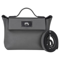 Hermes 24/24 21 Mini Bag Gris Meyer Evercolor / Swift Leather Palladium Hardware