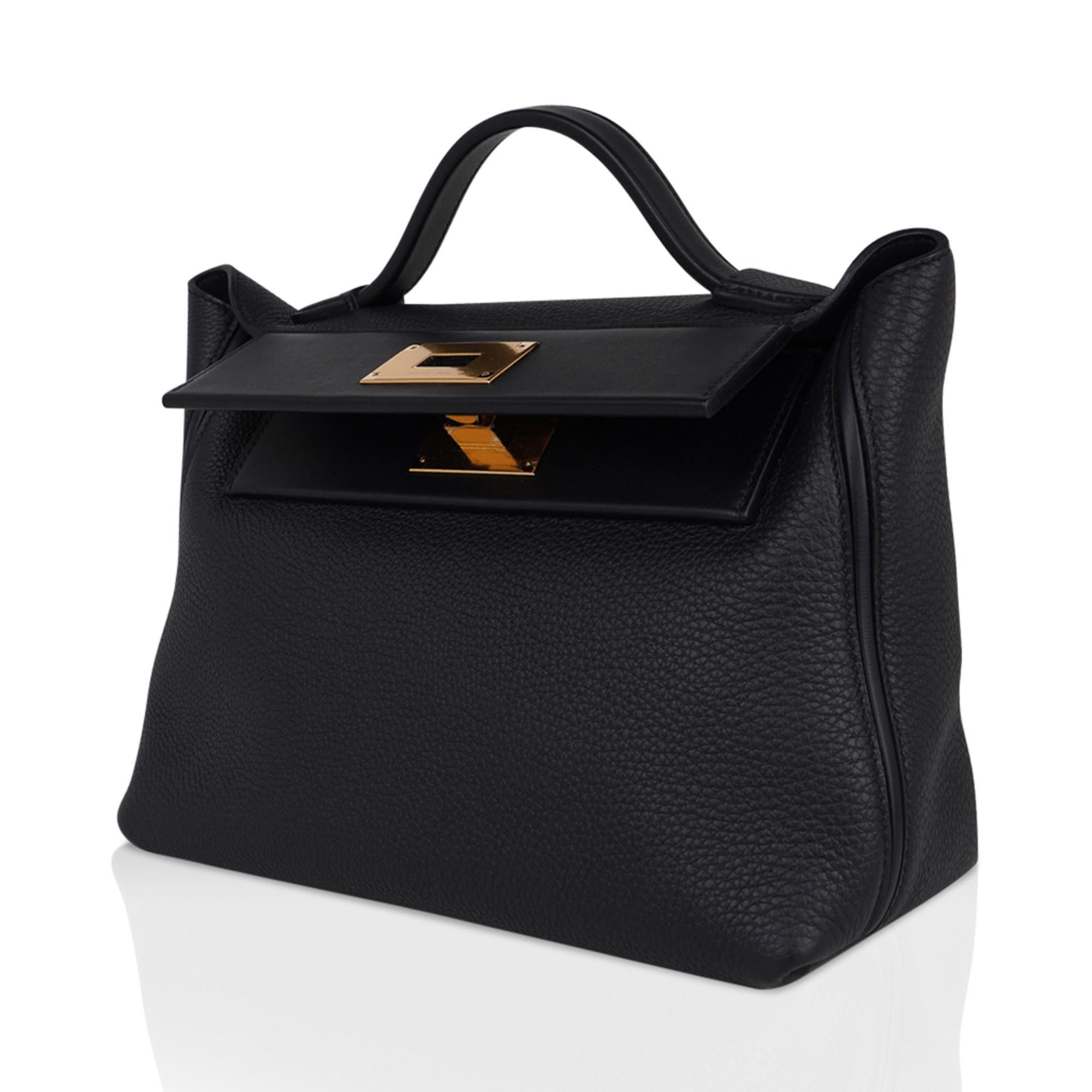 Hermes 24/24 29 Bag Black Clemence / Swift Gold Hardware In New Condition In Miami, FL