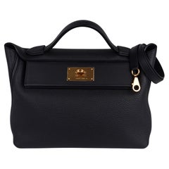 Hermes 24/24 29 Bag Black Clemence / Swift Gold Hardware