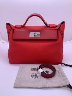 Hermes 24/24 29 Bag Togo Clemence Swift Leather Red Rouge Handbag D Stamp