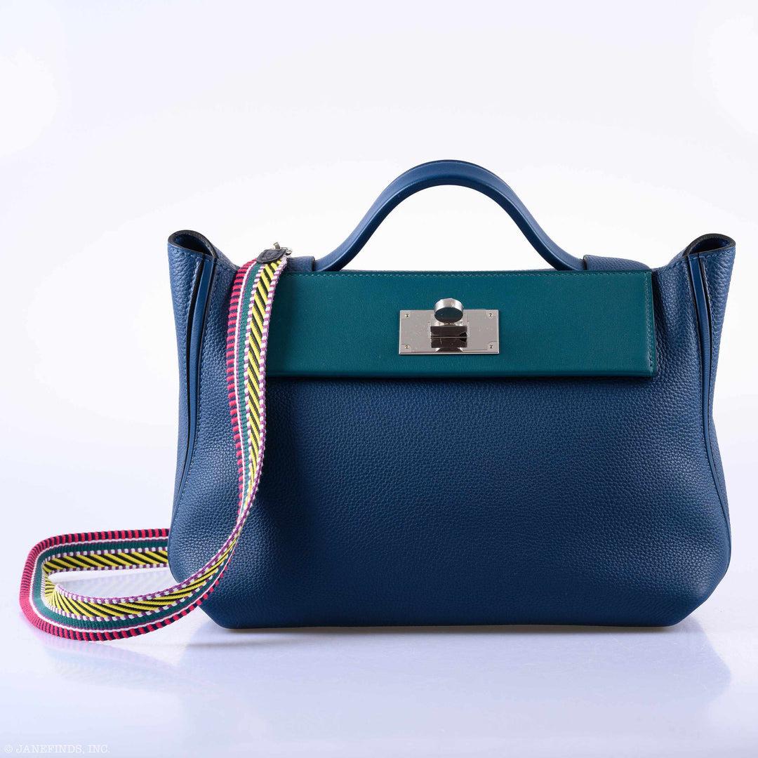 Hermès 24/24 29 Deep Blue Togo & Indigo, Bosphore Swift Palladium Hardware Bag For Sale 1