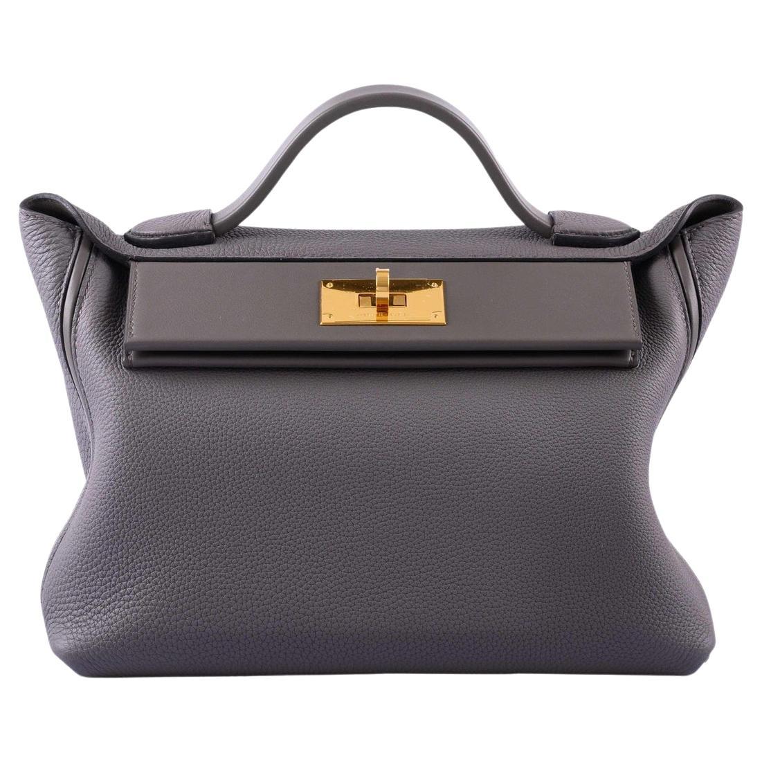 Hermès 24/24 29 Etain Swift and Togo Leather Gold Hardware For Sale