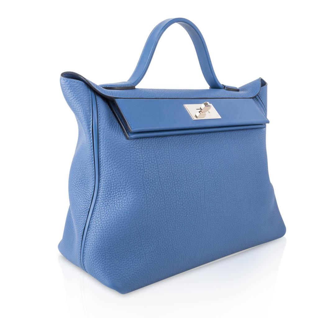 Women's Hermes 24/24 35 Bag Blue Brighton Togo / Swift Leather Palladium Hardware
