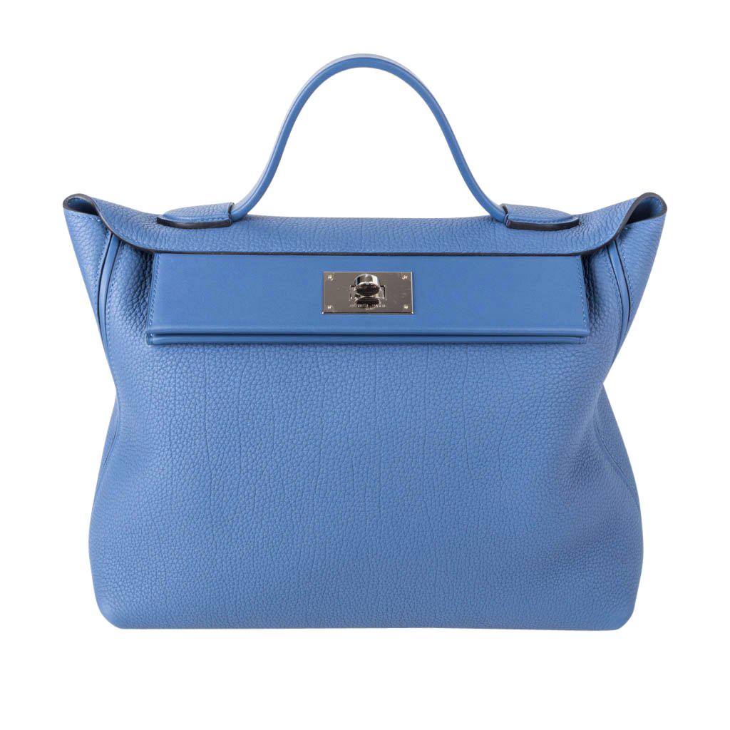 Hermes 24/24 35 Bag Blue Brighton Togo / Swift Leather Palladium Hardware