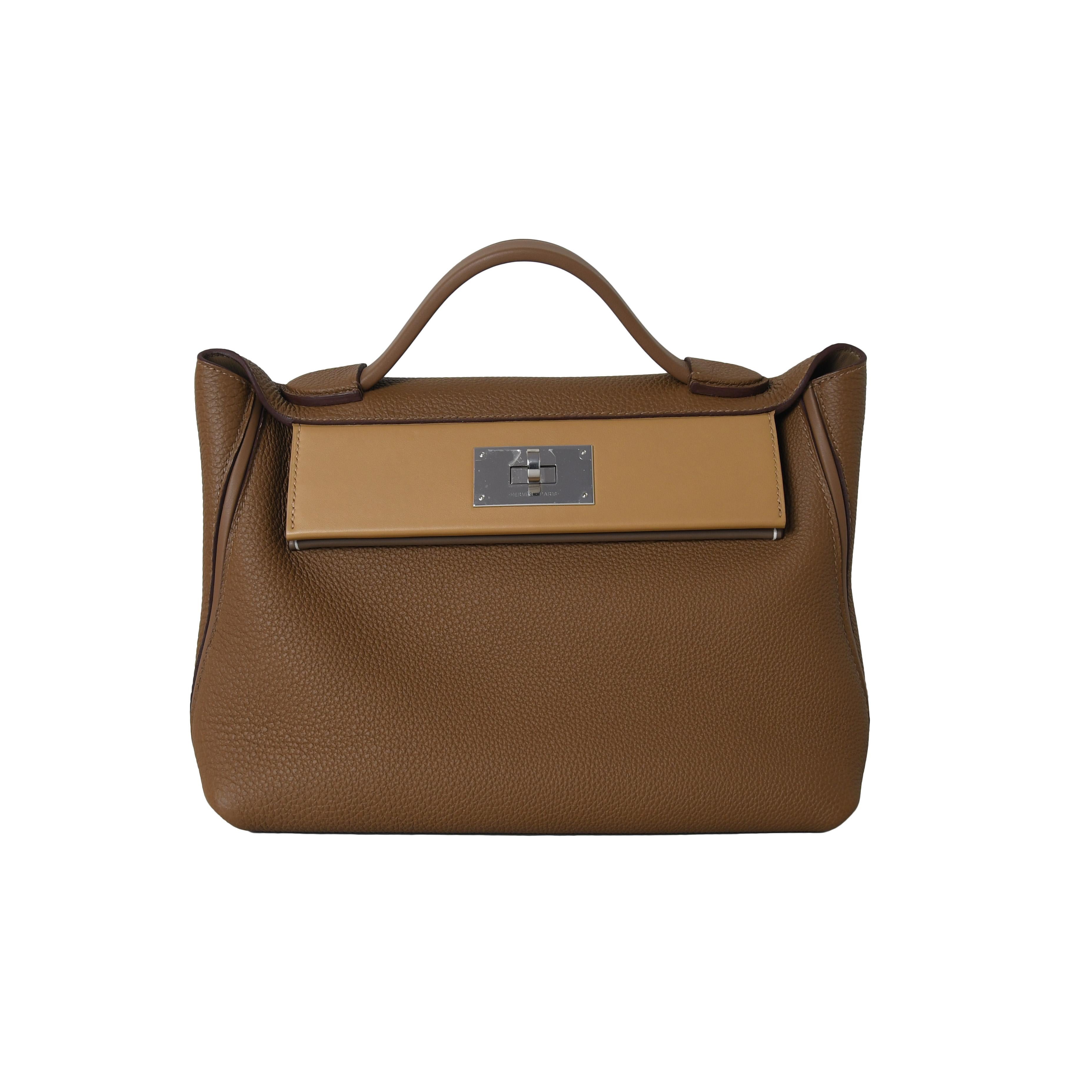 Hermes 24/24 Bag Palladium Hardware Biscuit Etoupe In New Condition For Sale In Flushing, NY