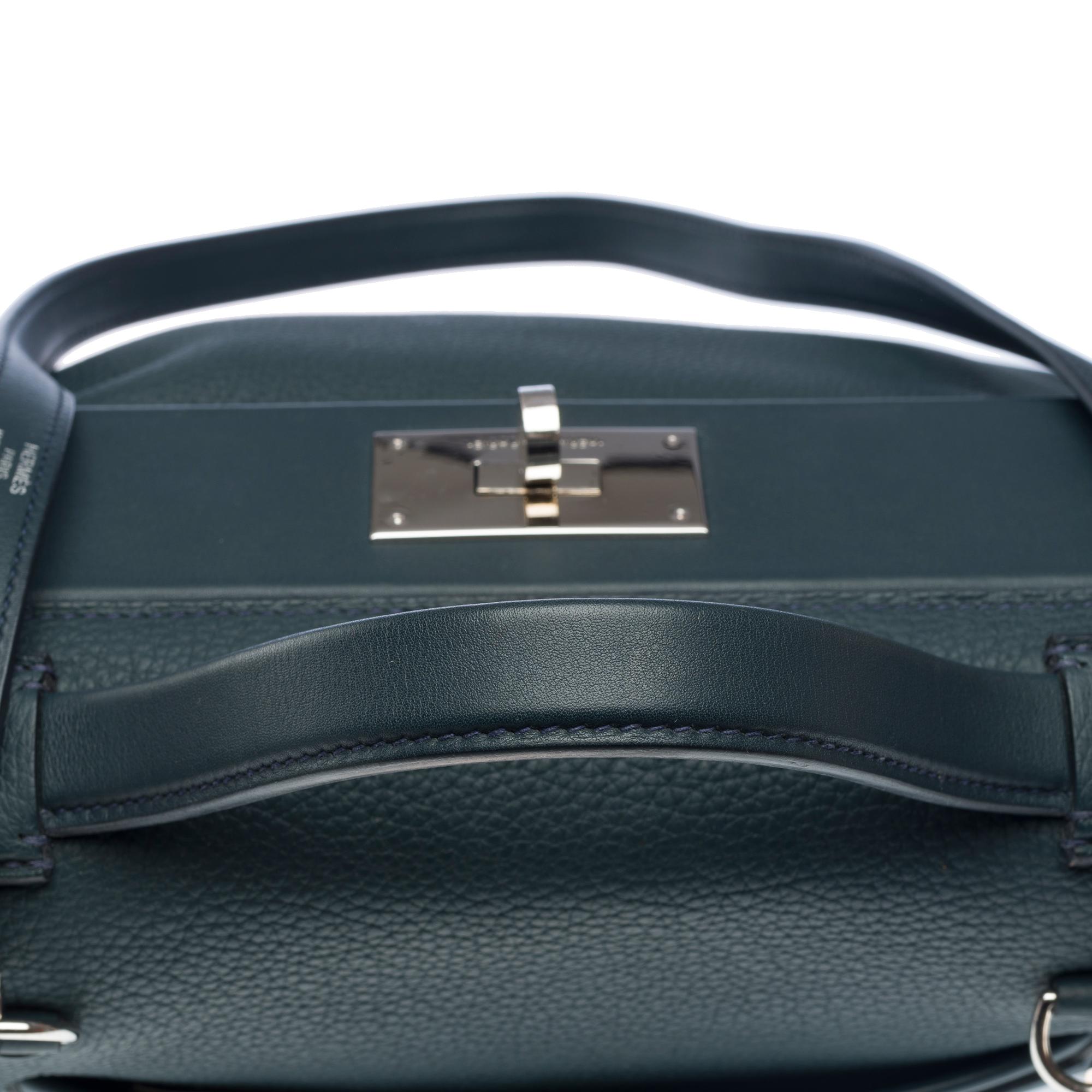 Hermès 24/24 handbag strap in Cyprès green togo leather, PHW For Sale 5