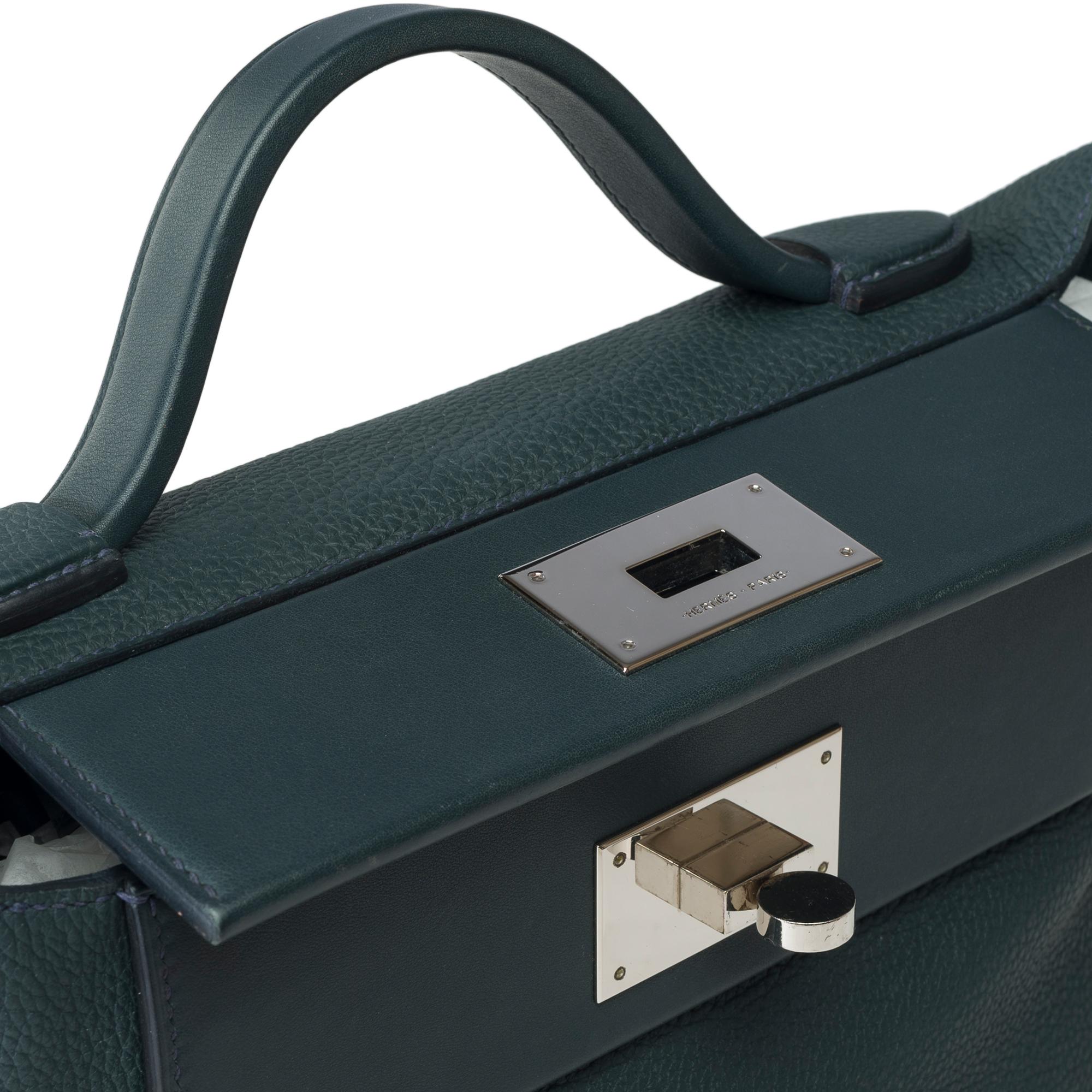 Hermès 24/24 handbag strap in Cyprès green togo leather, PHW For Sale 1