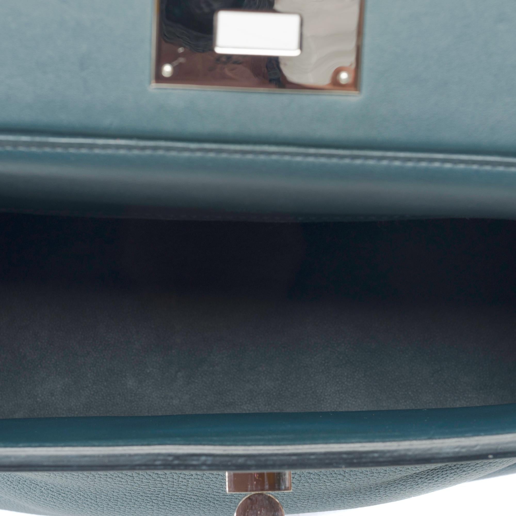 Hermès 24/24 handbag strap in Cyprès green togo leather, PHW For Sale 4