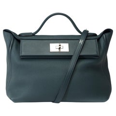 Tracolla per borsa Hermès 24/24 in pelle verde togo di Cyprès, PHW