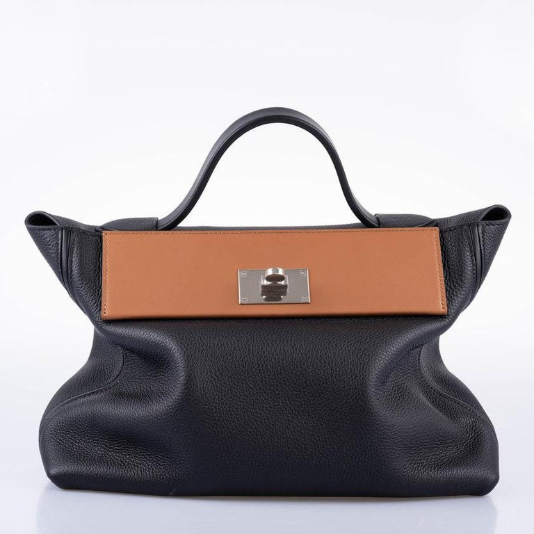 Hermès 24/24 Touch 35 Black Togo and Alligator and Gold and Nata Swift Bag  For Sale at 1stDibs