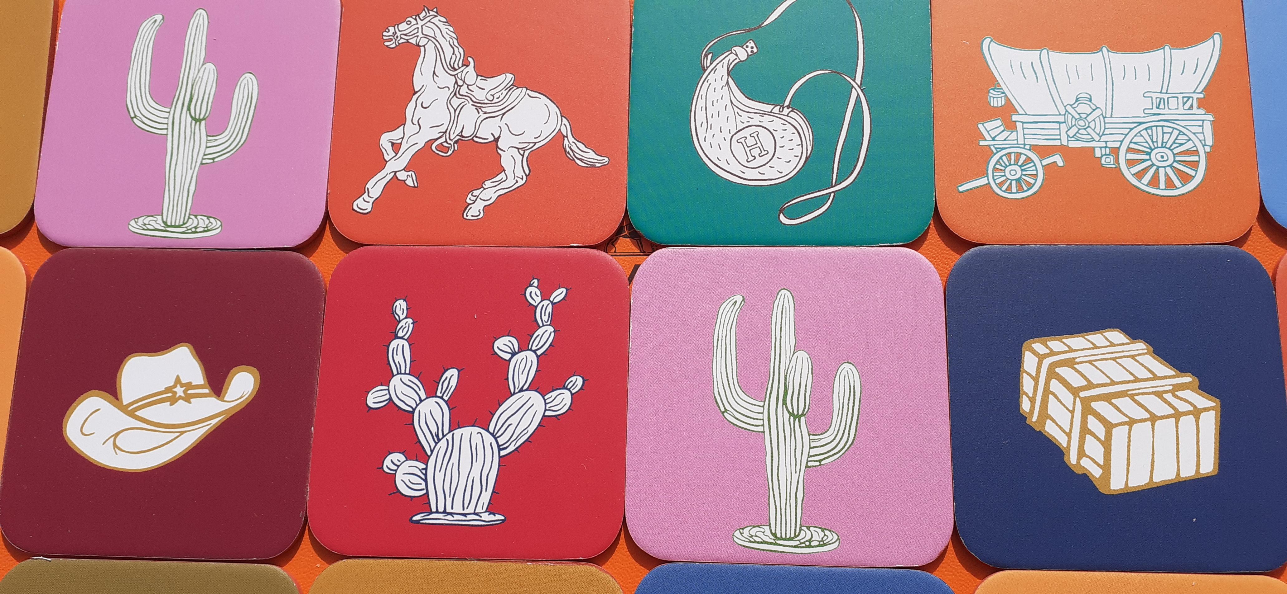 Hermès 24 Cards Horse Riding Theme Western Texas Spirit Memory Game For Sale 2