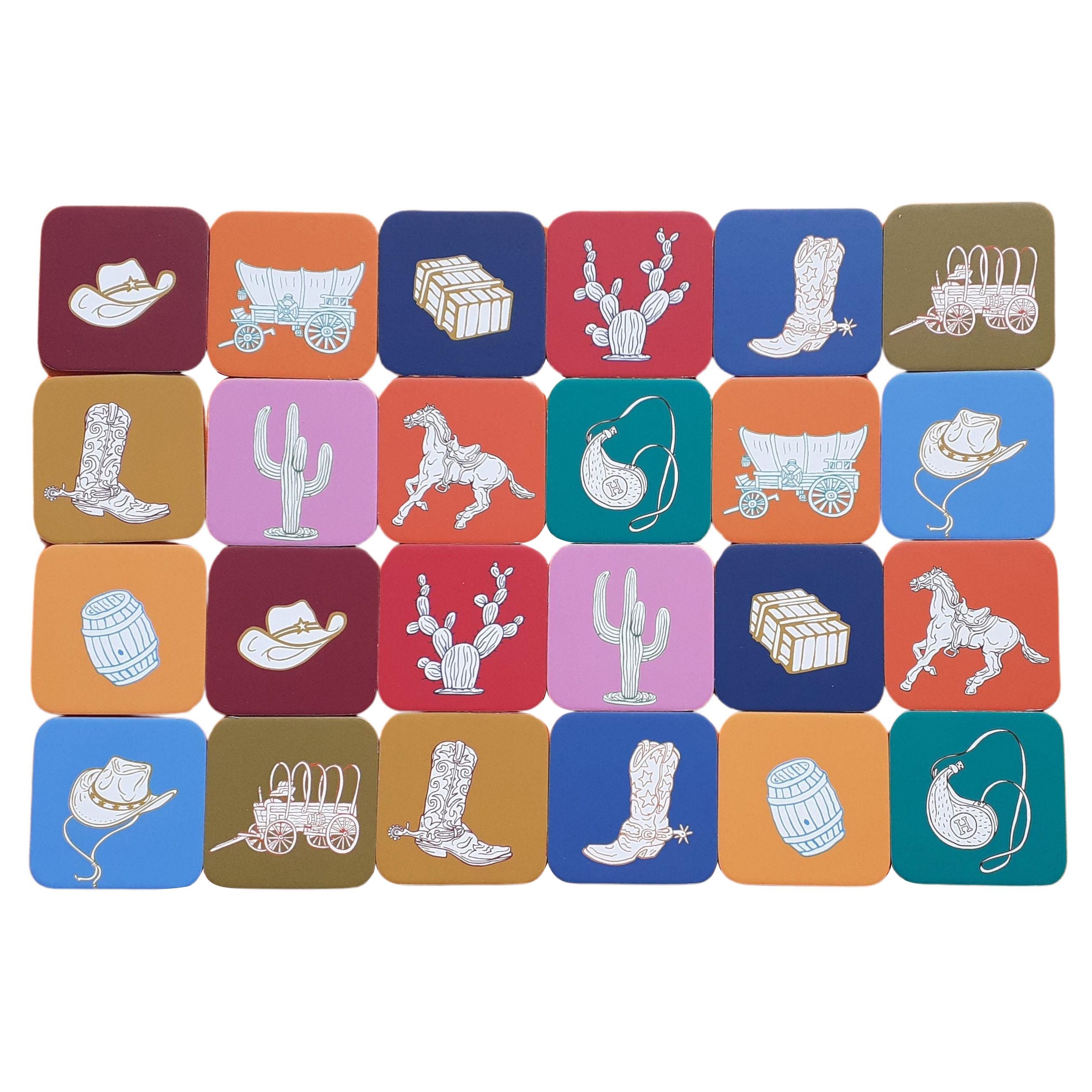 Hermès 24 Karten Memory Spiel Western und Unternehmen Pferd Texas im Angebot