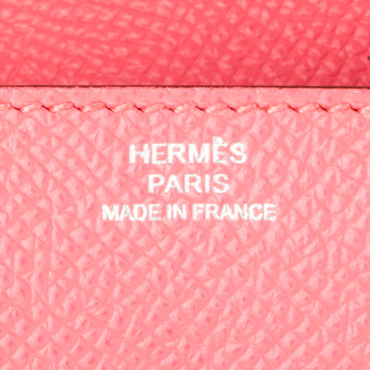 HERMES 24 Change Purse Rose Azalee pink Epsom leather Coin Wallet In New Condition In Zürich, CH