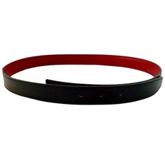 HERMES 24 mm Reversible Black And Red Leather Belt