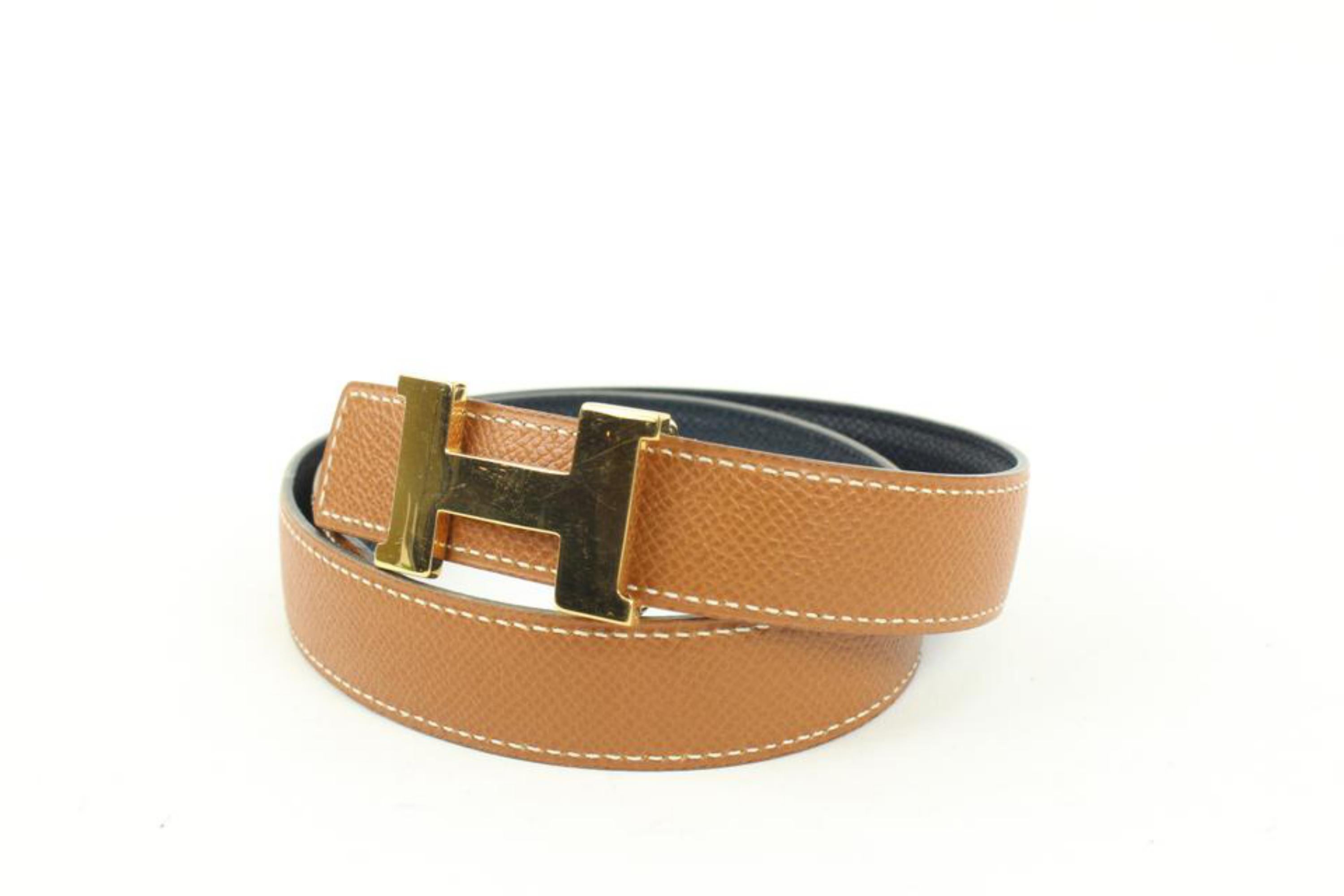 Hermès 24mm Brown x Navy Reveresible H Logo Belt Kit 55h128s
Date Code/Serial Number: A in a Square
Made In: France
Measurements: Length:  29.5