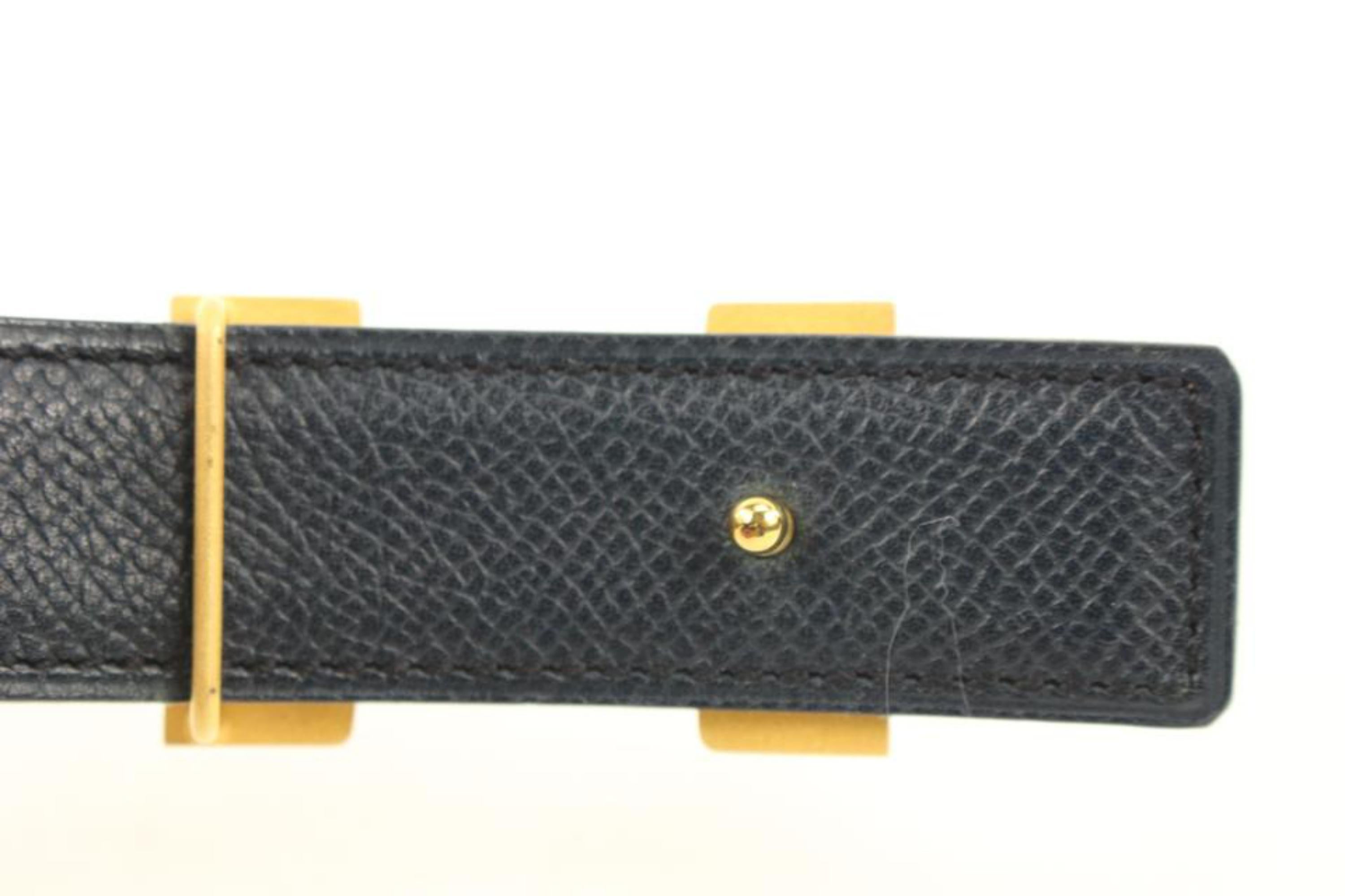 Hermès 24mm Brown x Navy Reveresible H Logo Belt Kit 55h128s In Good Condition For Sale In Dix hills, NY