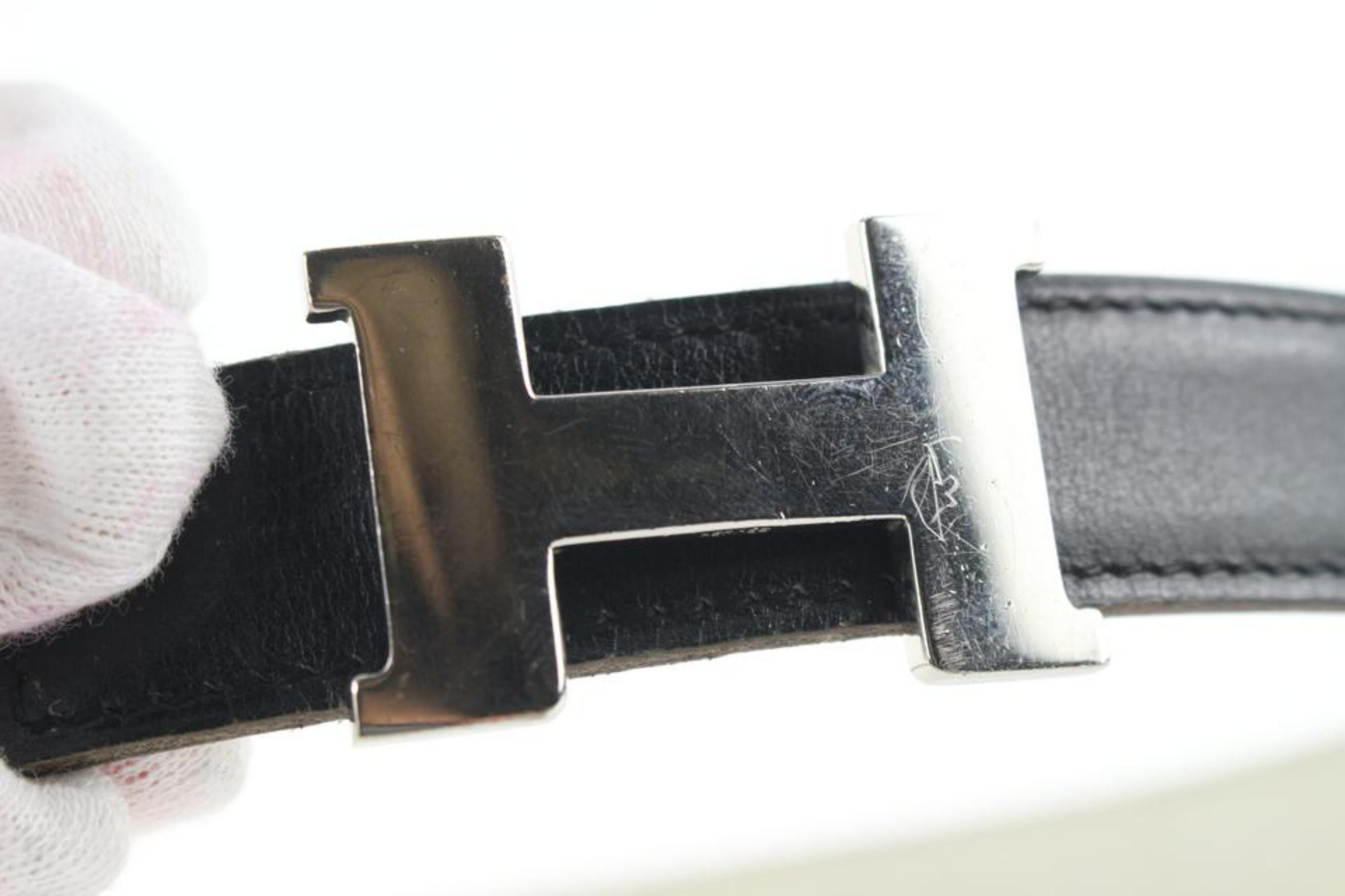 Hermès 24mm Reversible H Logo Belt Kit Silver Constance  39H0R In Good Condition For Sale In Dix hills, NY