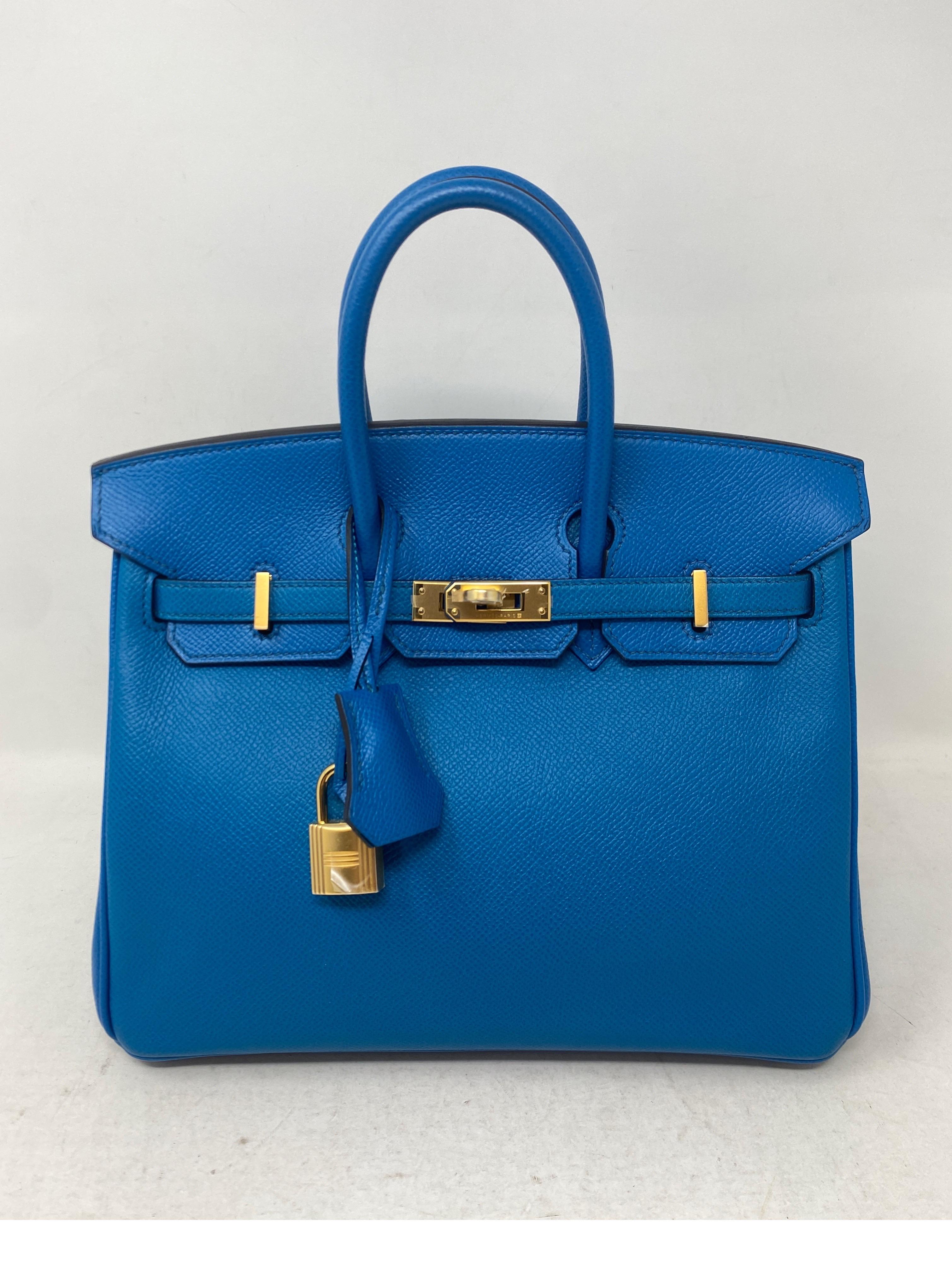 Hermes 25 Blue Izmir Birkin Bag  7