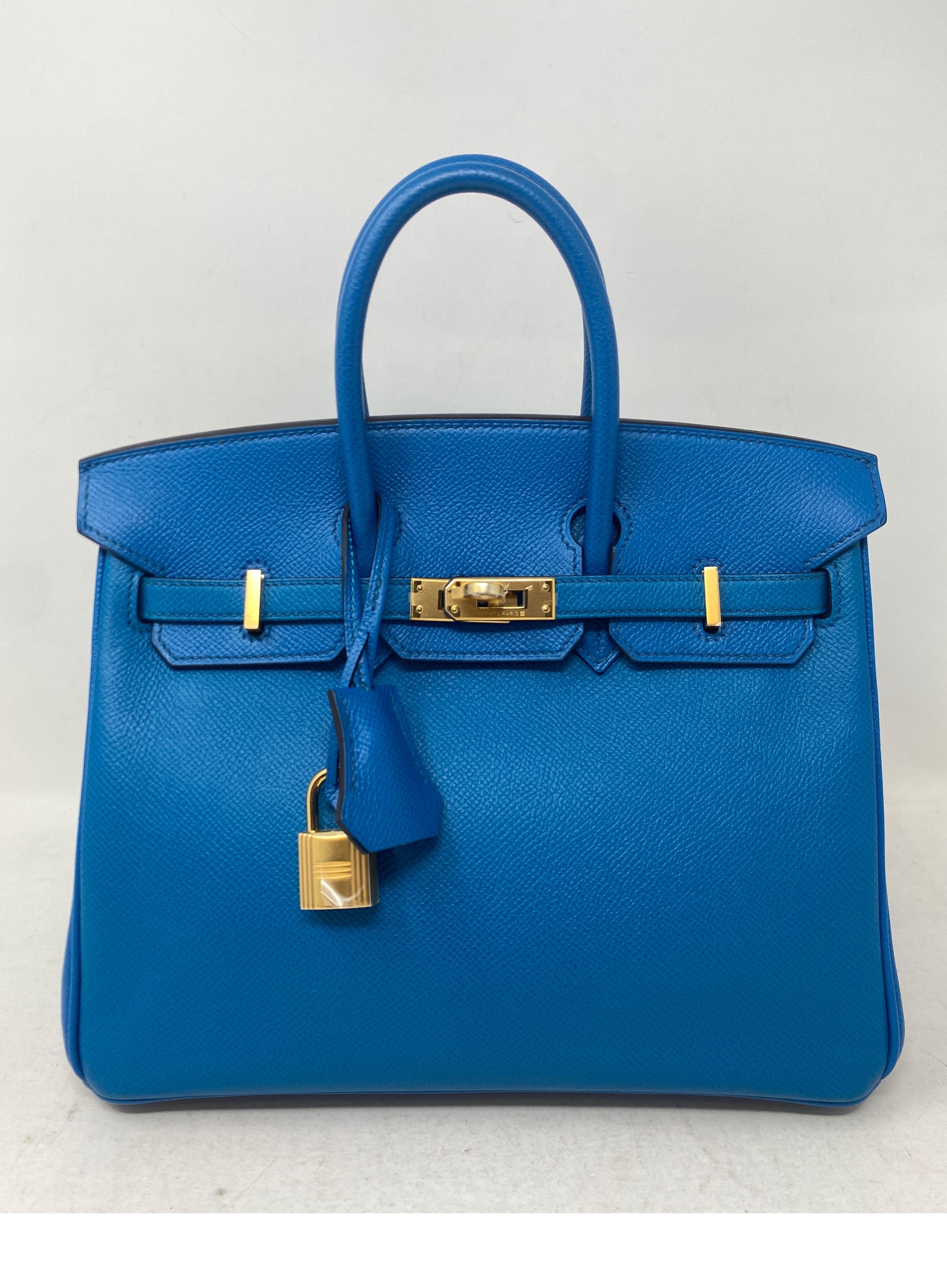 Hermes 25 Blue Izmir Birkin Bag  8