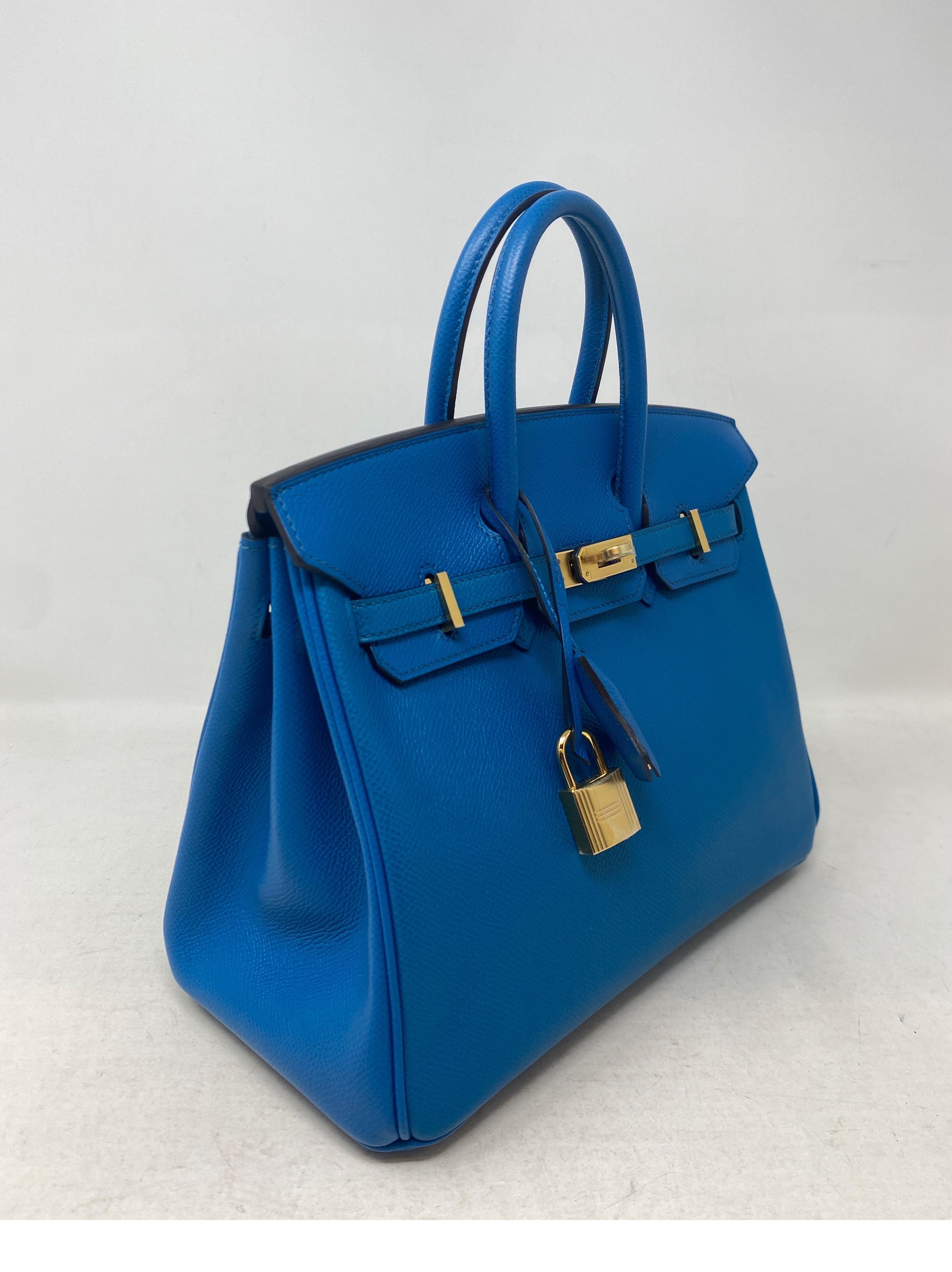 Hermes 25 Blue Izmir Birkin Bag  9